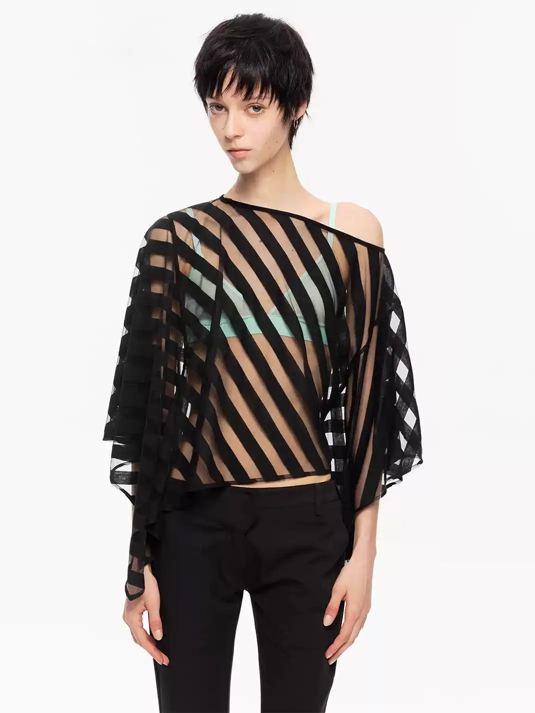 High river | Diagonal Stripe Knit Bandeau Cover-Up Set