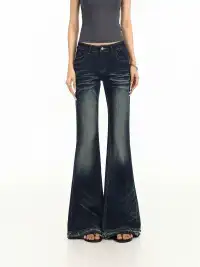 BIGGOLD | Frayed Ruched Flared Jeans