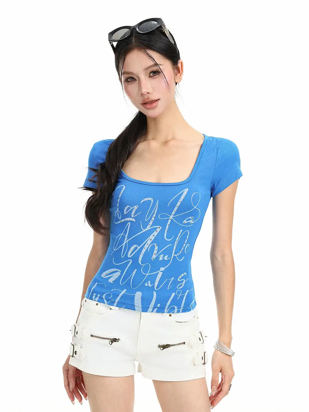 BIGGOLD | Graffiti Letter Rhinestone Print T-Shirt