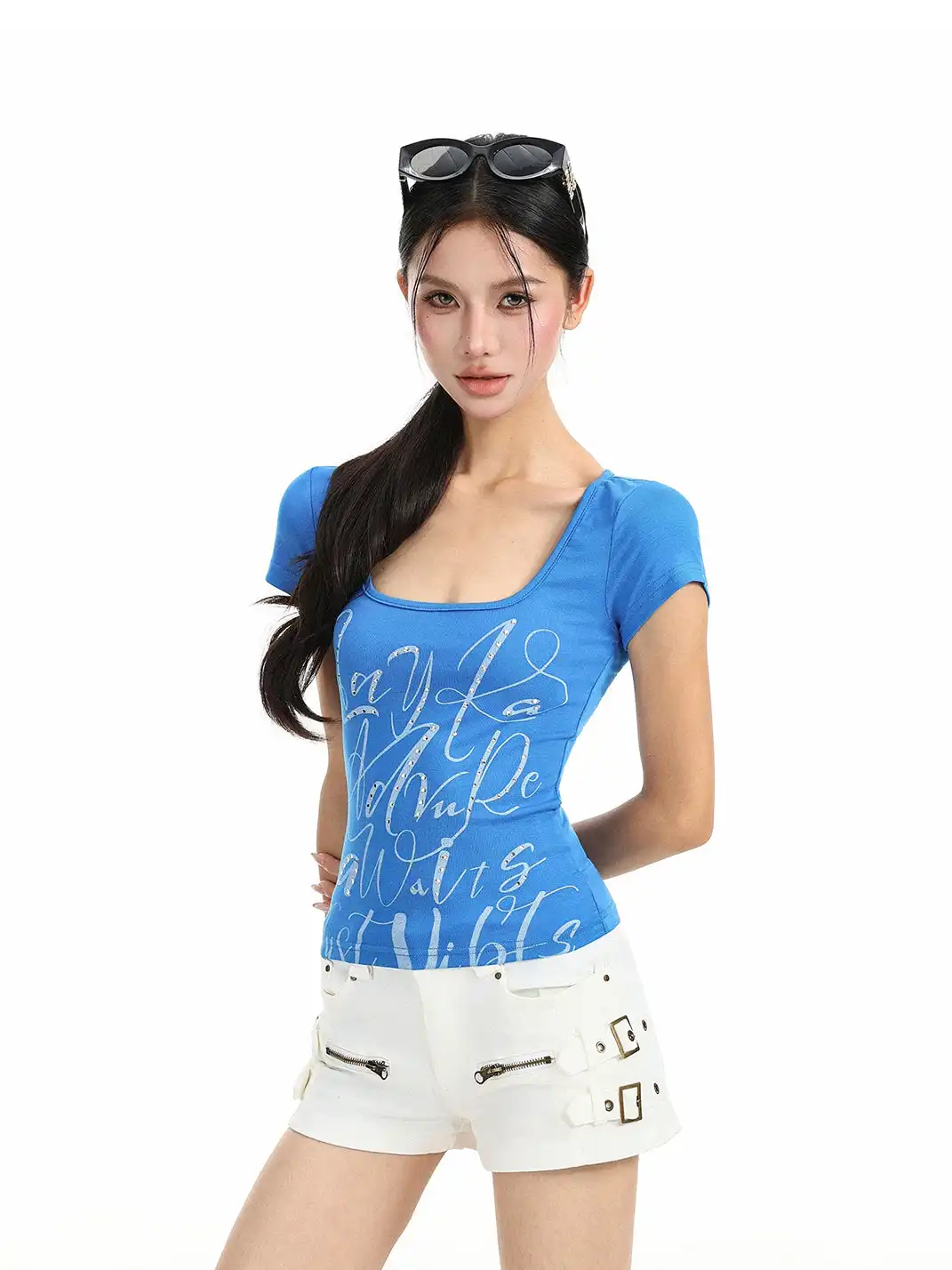BIGGOLD | Graffiti Letter Rhinestone Print T-Shirt