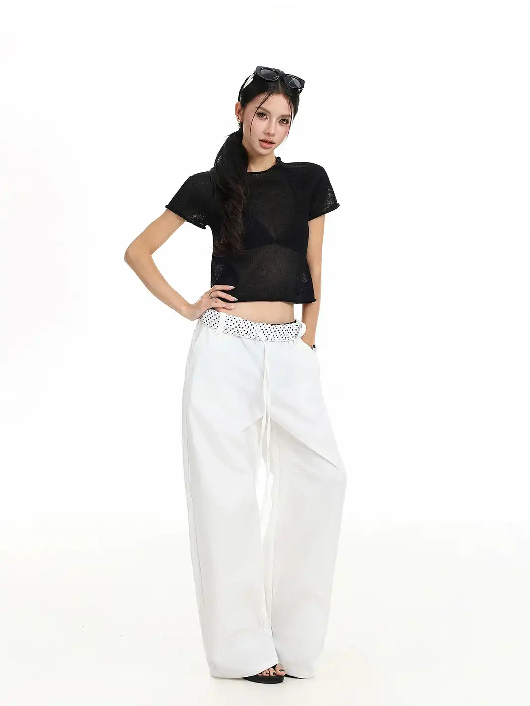 BIGGOLD | Cutout Rolled Hem Knit T-Shirt