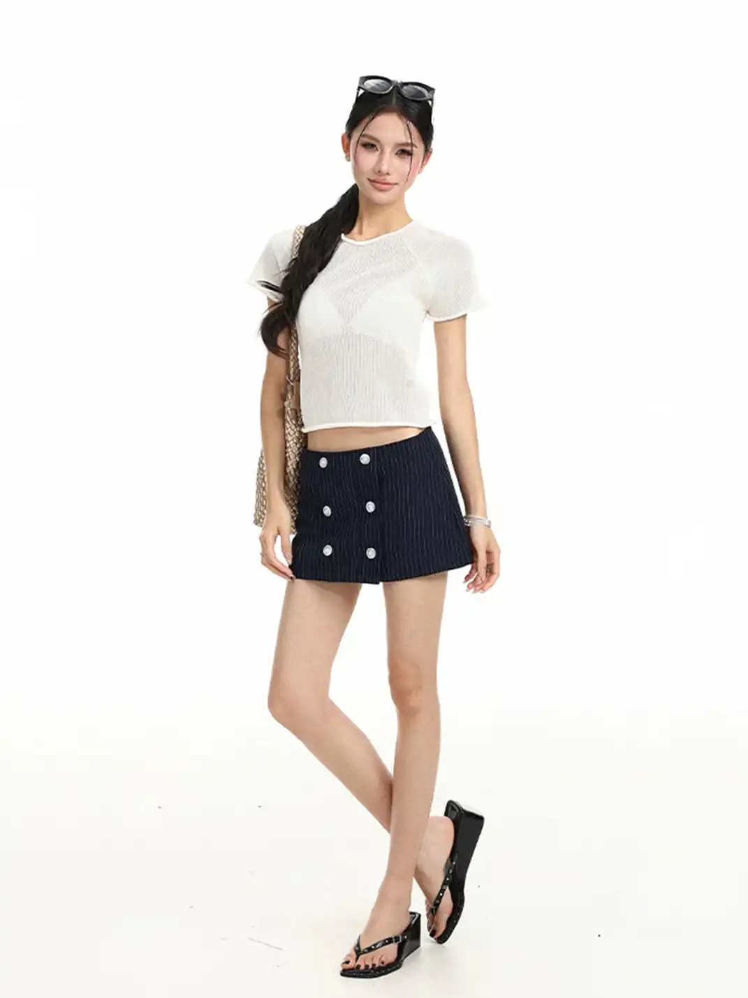 BIGGOLD | Vertical Stripe Mini Skirt