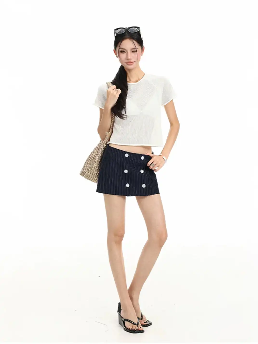 BIGGOLD | Vertical Stripe Mini Skirt