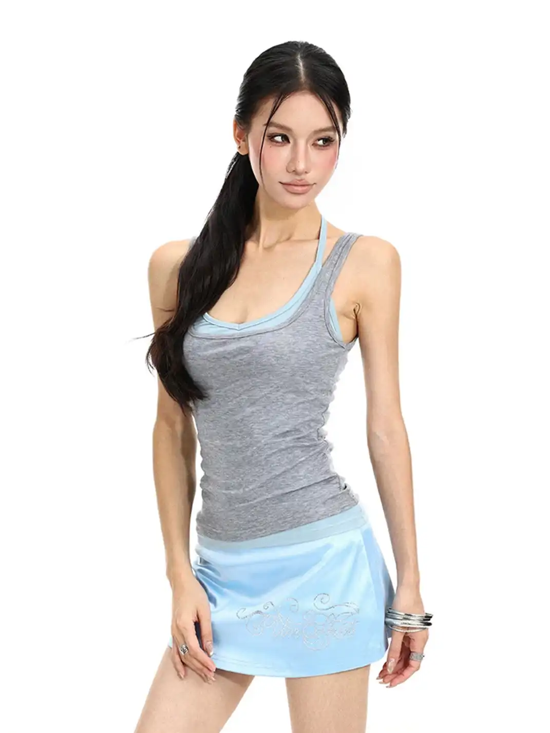 BIGGOLD | Patchwork Faux Two-Piece Sleeveless Cami Top