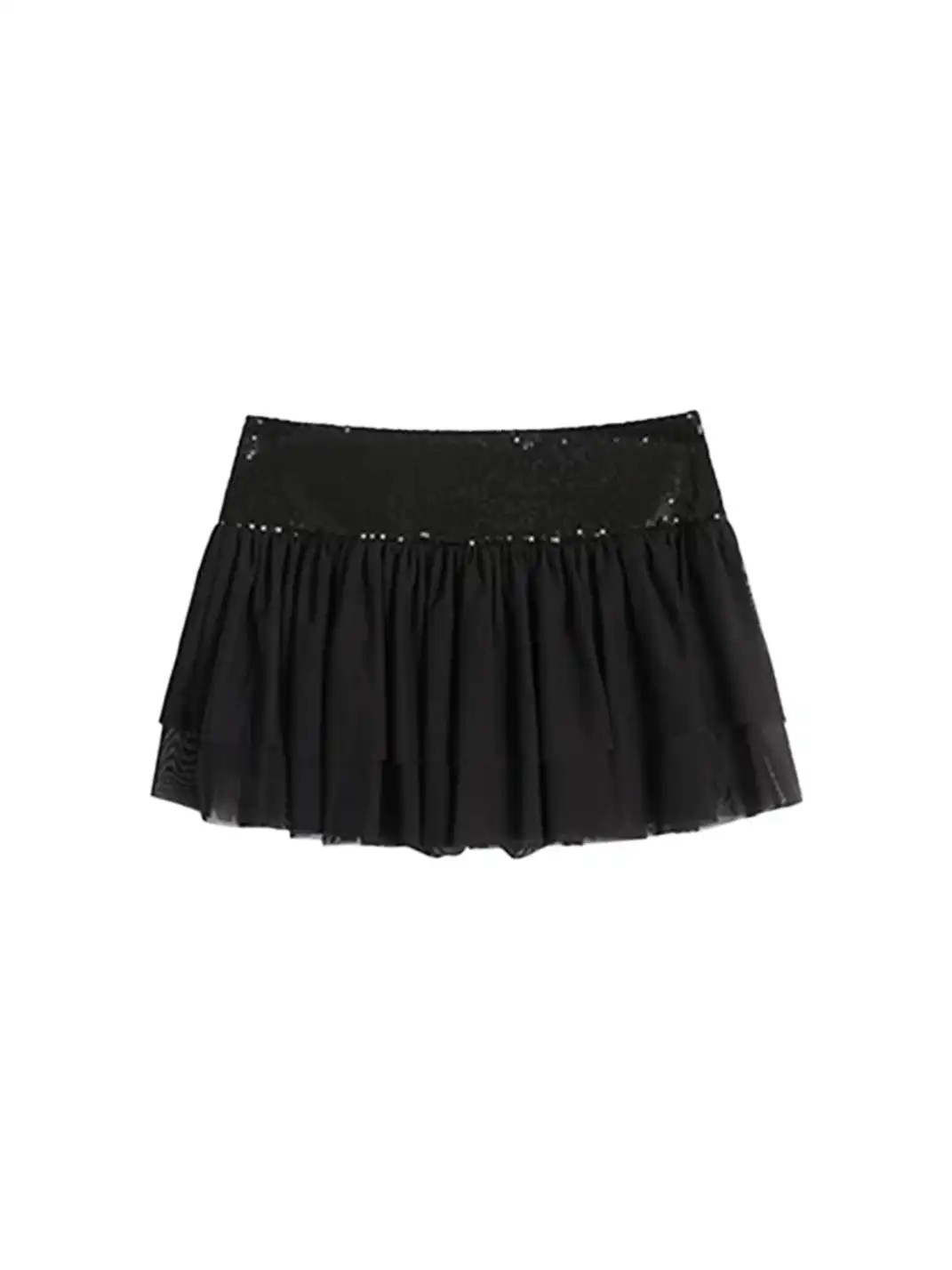 BIGGOLD | Sequin High-Waist Mesh Pleated Mini Skirt