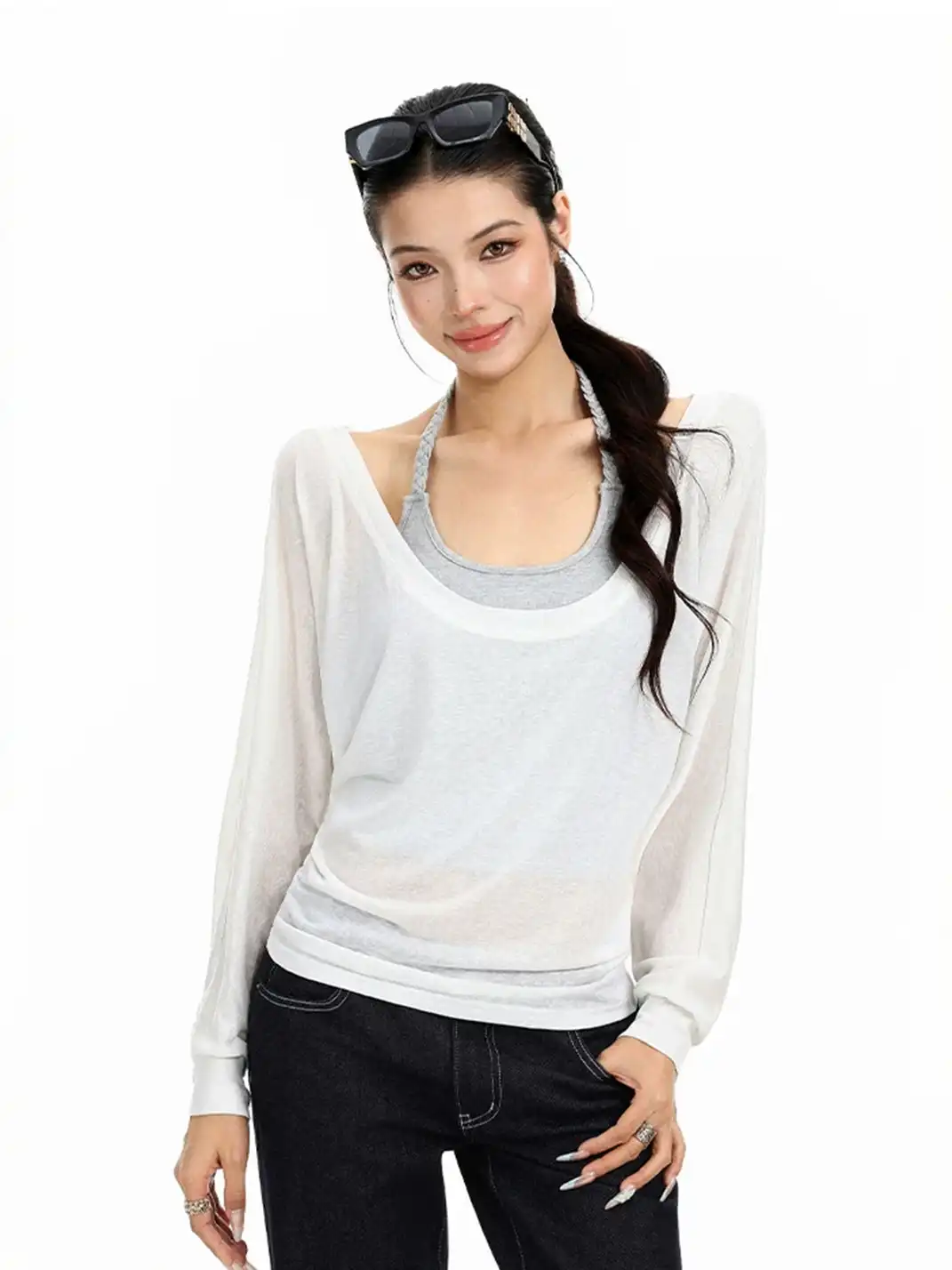 BIGGOLD | Sun Protection Long Sleeve Cover-Up Top + Halter Cami Set