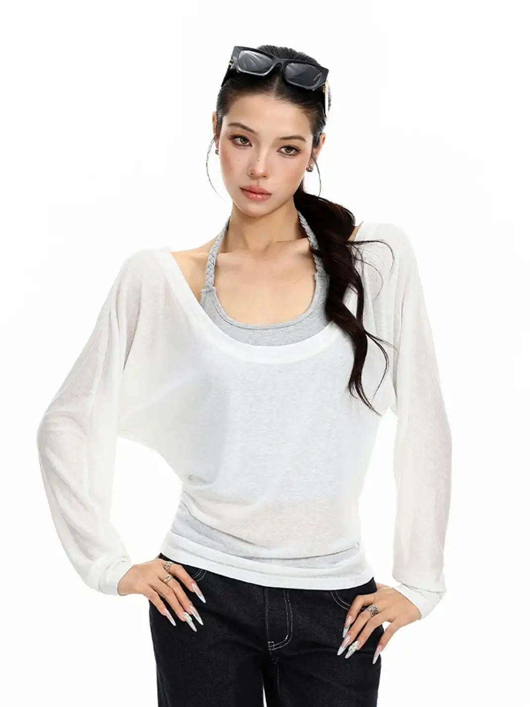BIGGOLD | Sun Protection Long Sleeve Cover-Up Top + Halter Cami Set