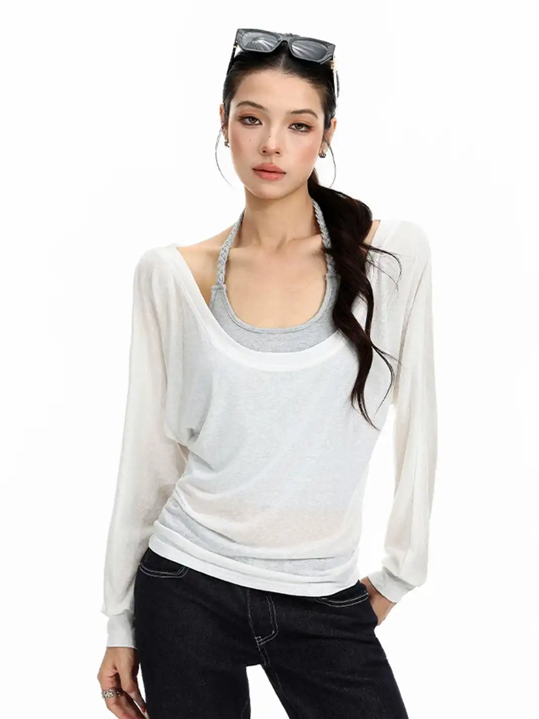 BIGGOLD | Sun Protection Long Sleeve Cover-Up Top + Halter Cami Set