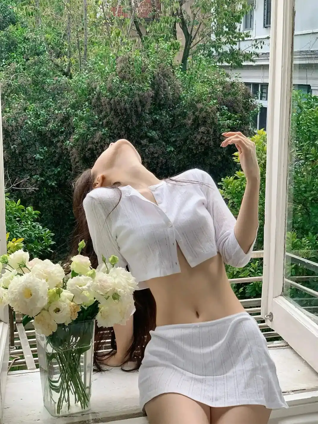 Tiny drops | Floral Knit Cardigan + Skirt + Bra Set