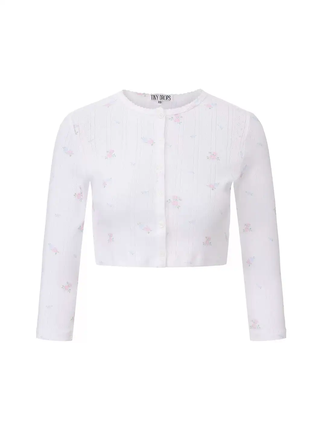 Tiny drops | Floral Knit Cardigan + Skirt + Bra Set