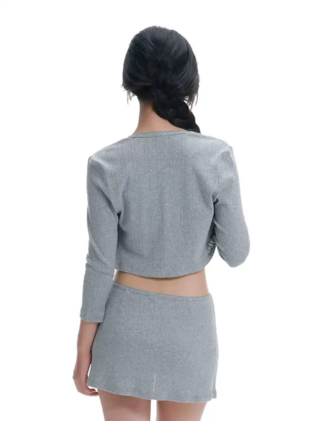 Tiny drops | Floral Knit Cardigan + Skirt + Bra Set