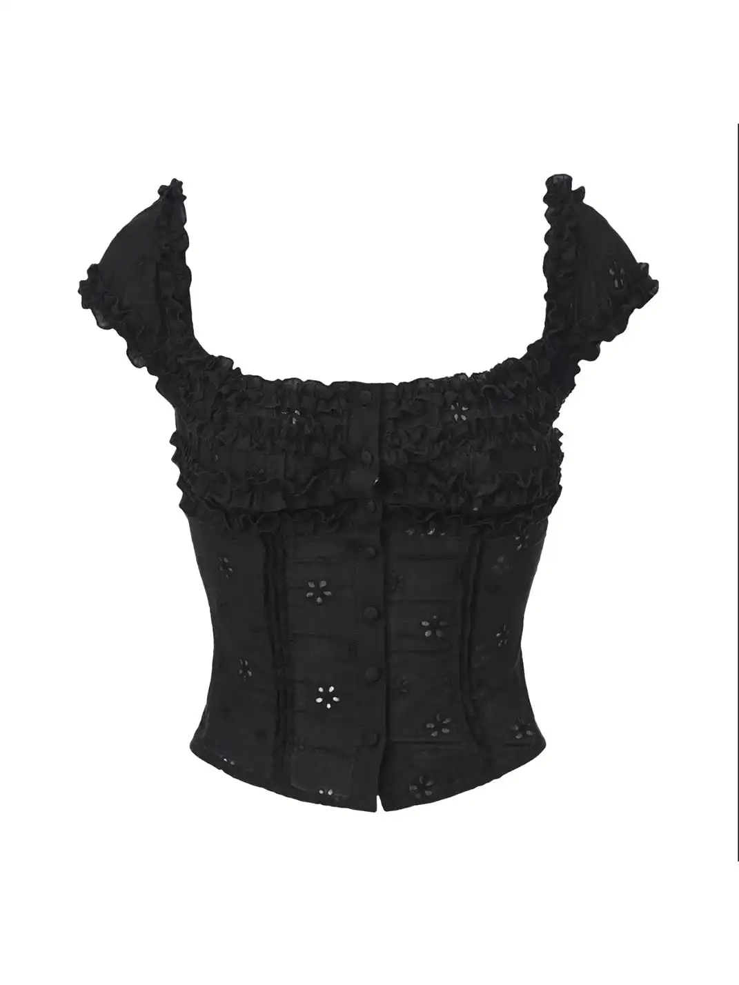 Tiny drops | Cutout Embroidery Ruched Lace Top+Mini Skirt