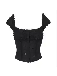 Tiny drops | Cutout Embroidery Ruched Lace Top+Mini Skirt