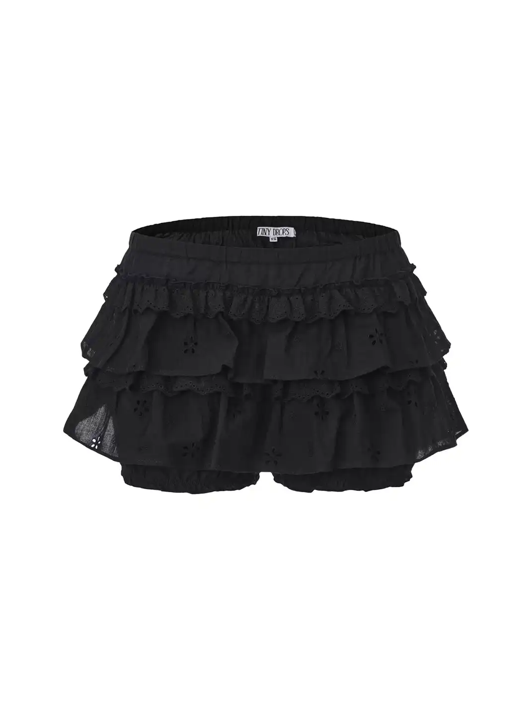 Tiny drops | Cutout Embroidery Ruched Lace Top+Mini Skirt