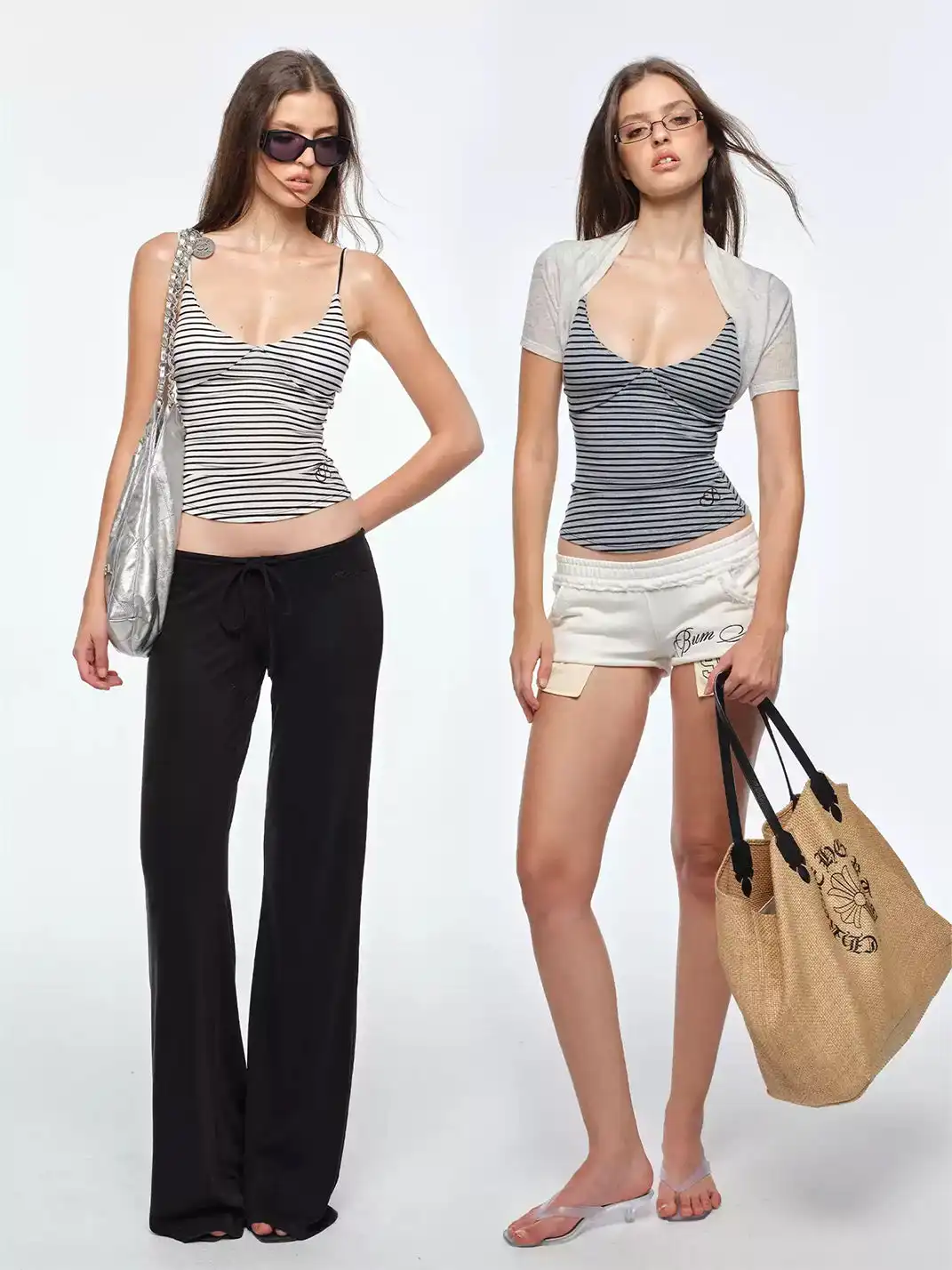 BUM STUDIO | Striped Embroidered Cami Top