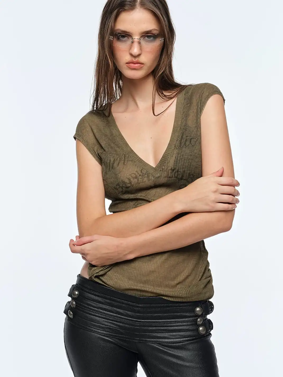BUM STUDIO | Cap Sleeve Distressed Sheer T-Shirt