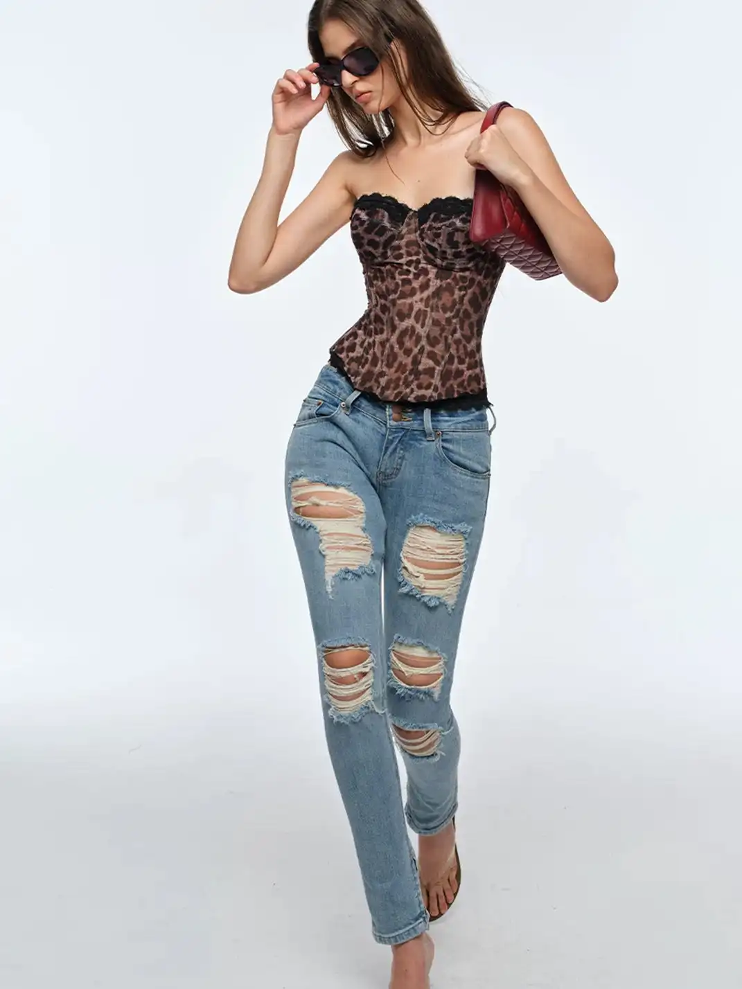 BUM STUDIO | Leopard Mesh Layered Cami