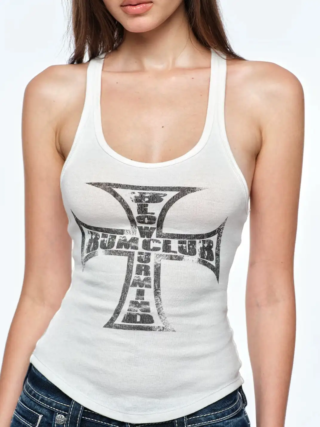 BUM STUDIO | Cross Graphic Racerback Tank Top