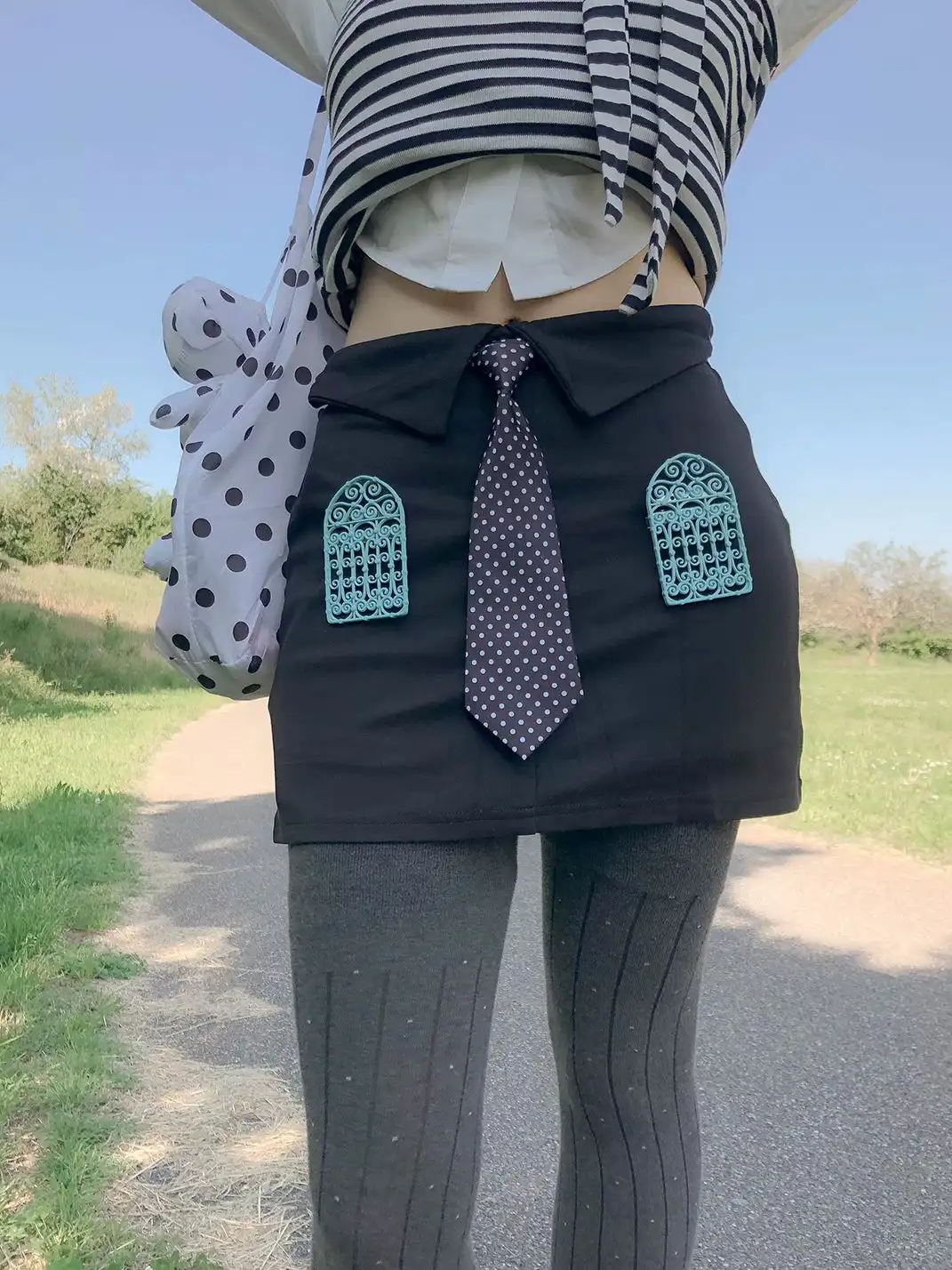 OutOfOffice | Polka Dot Tie Decor Skirt