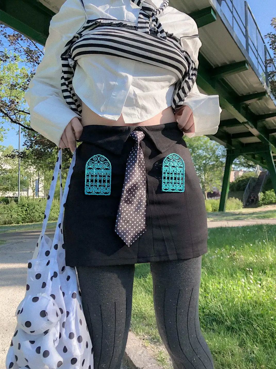 OutOfOffice | Polka Dot Tie Decor Skirt