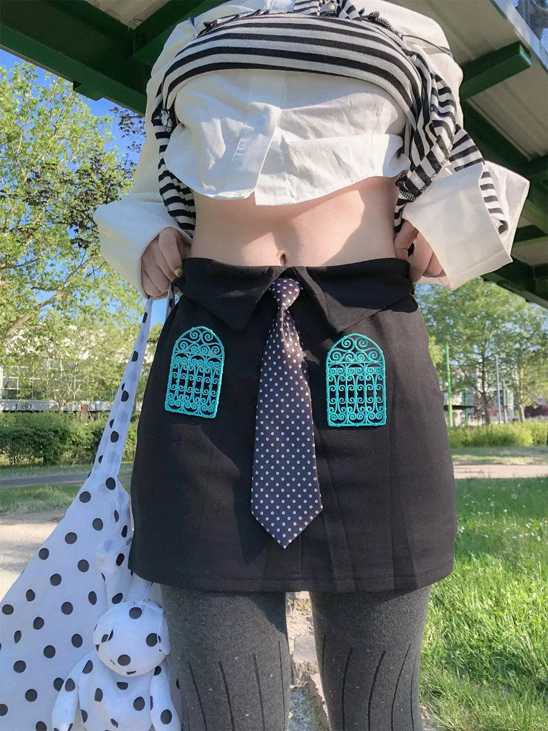 OutOfOffice | Polka Dot Tie Decor Skirt