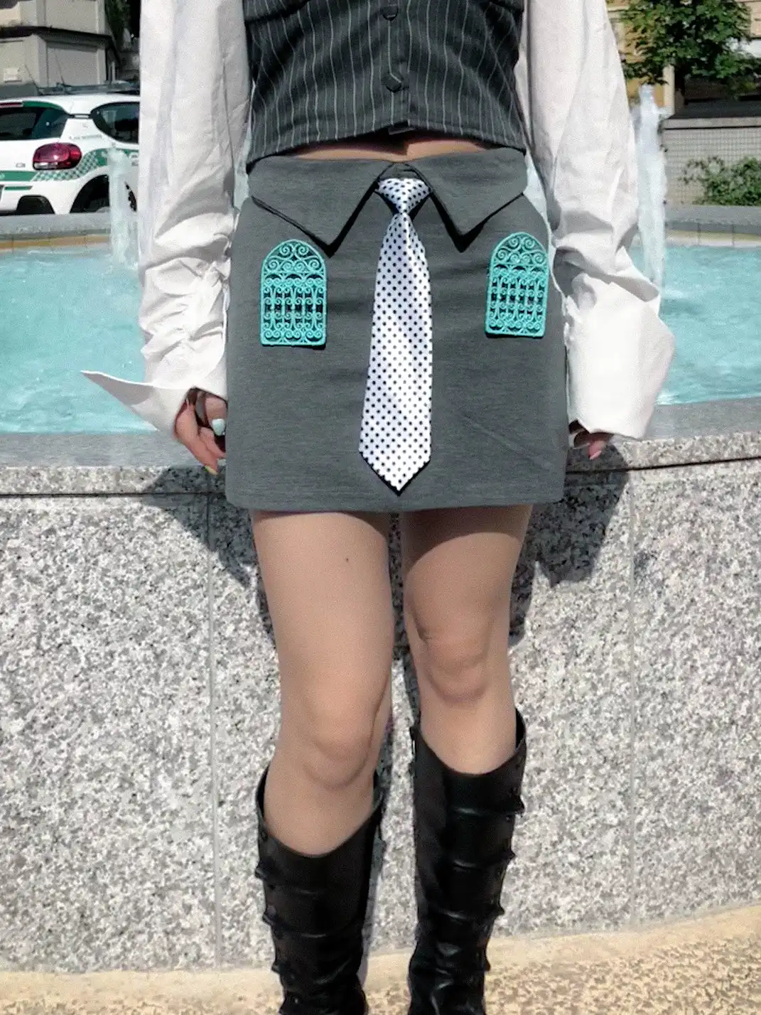 OutOfOffice | Polka Dot Tie Decor Skirt