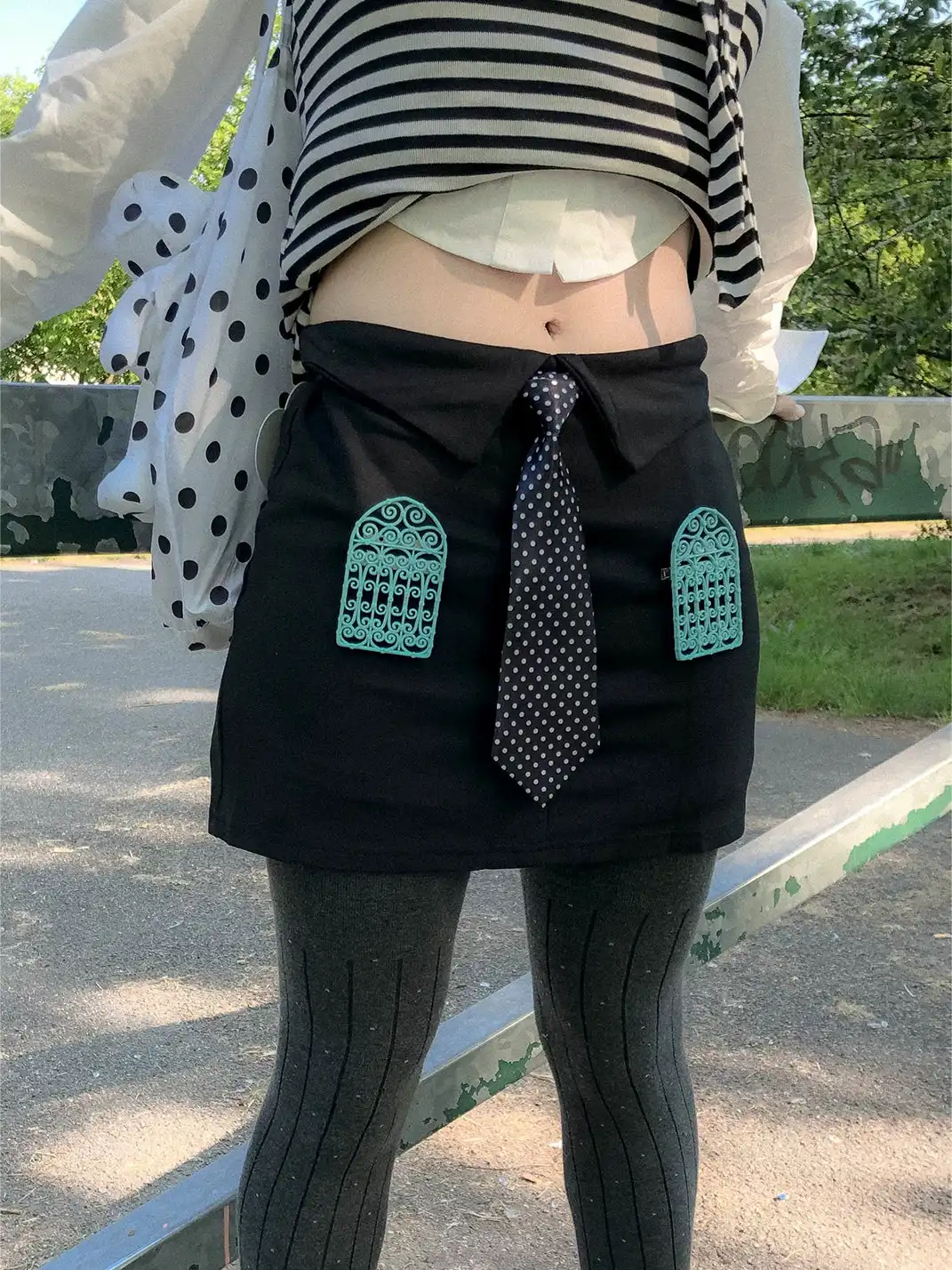 OutOfOffice | Polka Dot Tie Decor Skirt