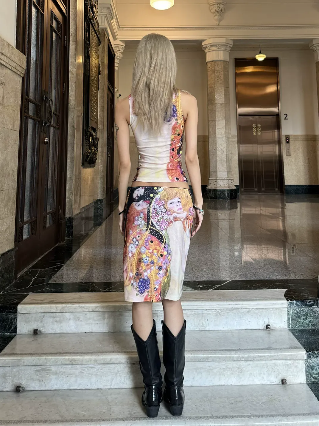 Andivogels | Snake Print High Neck Tank Top And Midi Skirt Set