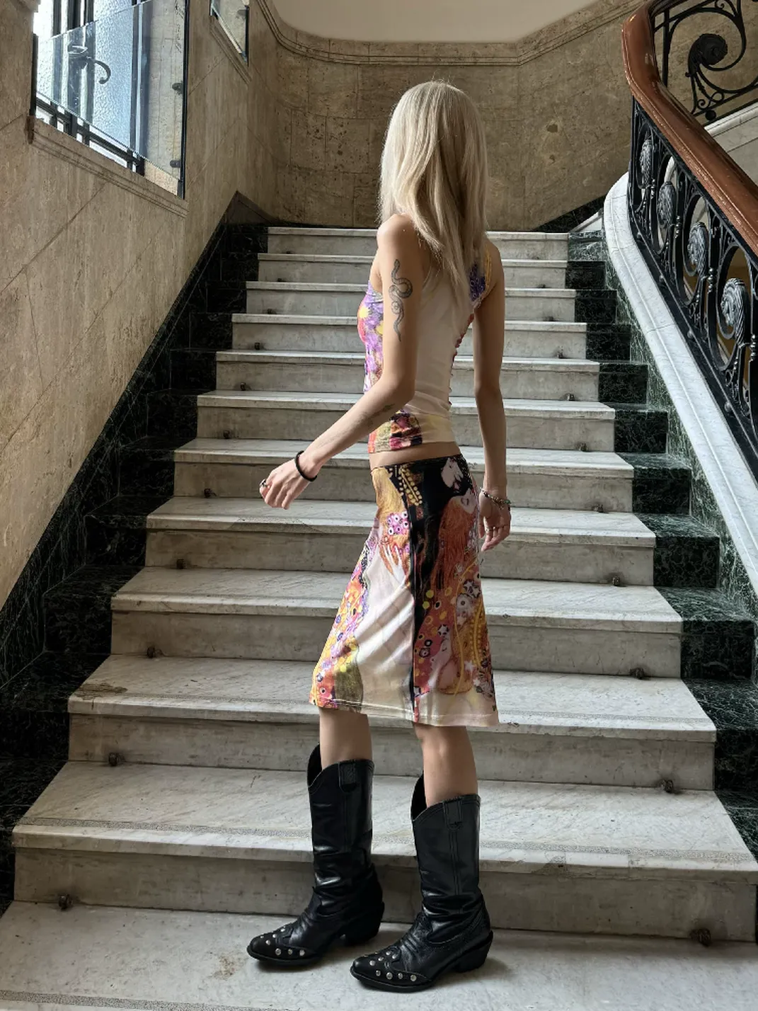 Andivogels | Snake Print High Neck Tank Top And Midi Skirt Set