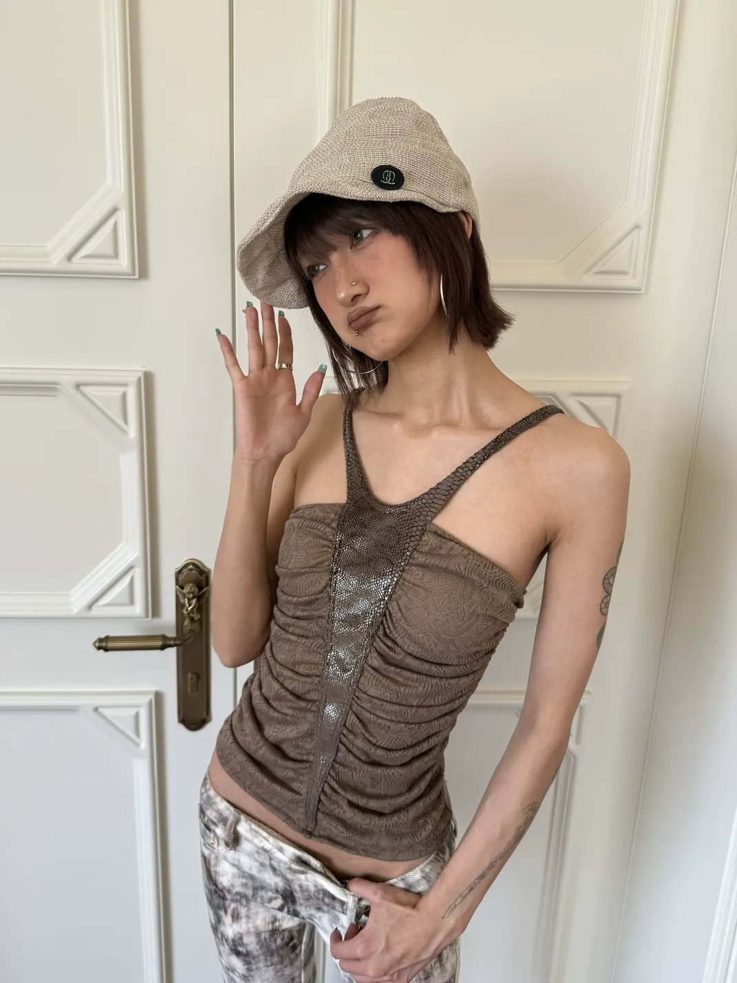Andivogels | Spliced Jacquard Strapless Cami Top