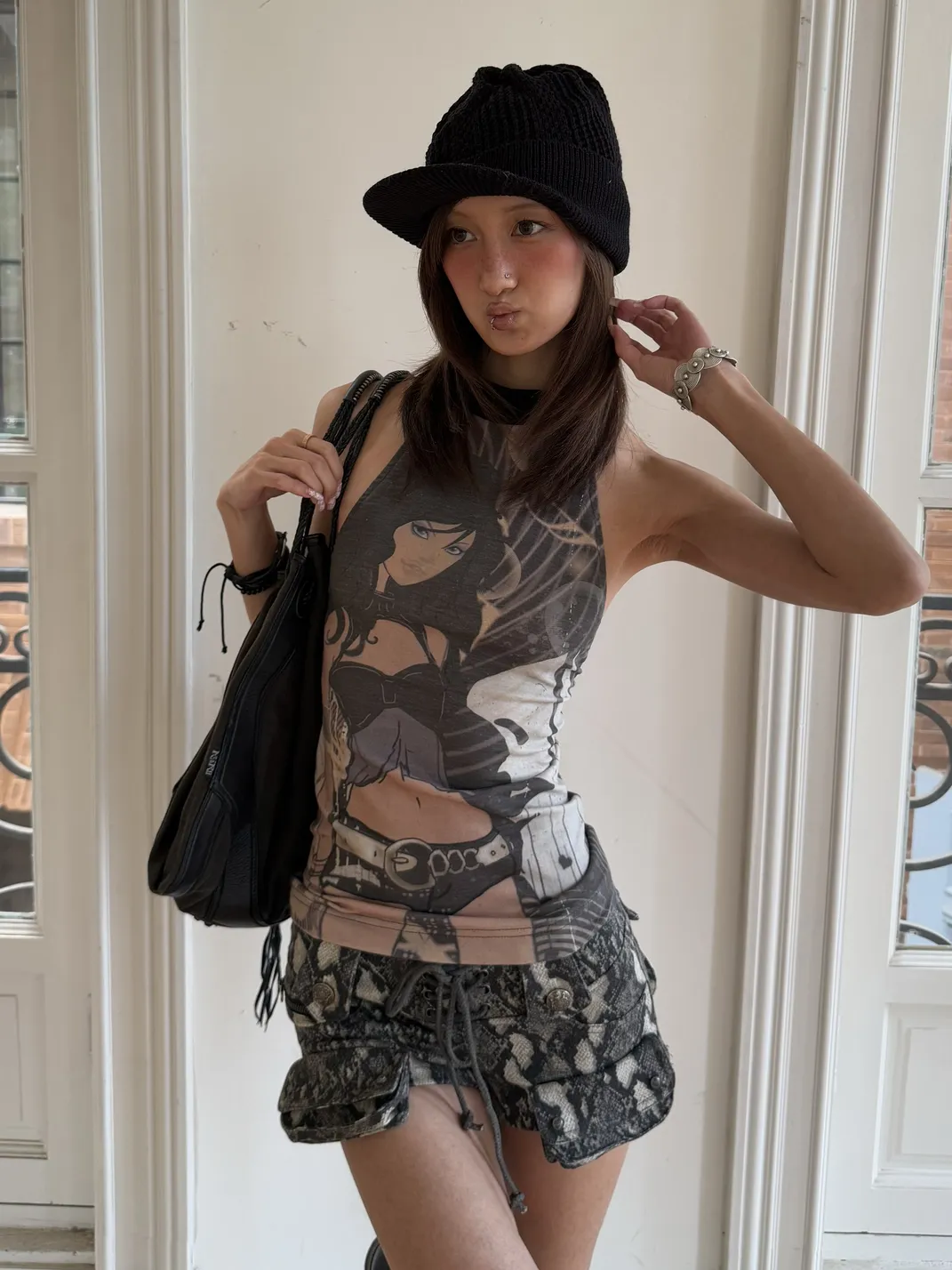 Andivogels | Figure Print Halter Backless Fitted Top