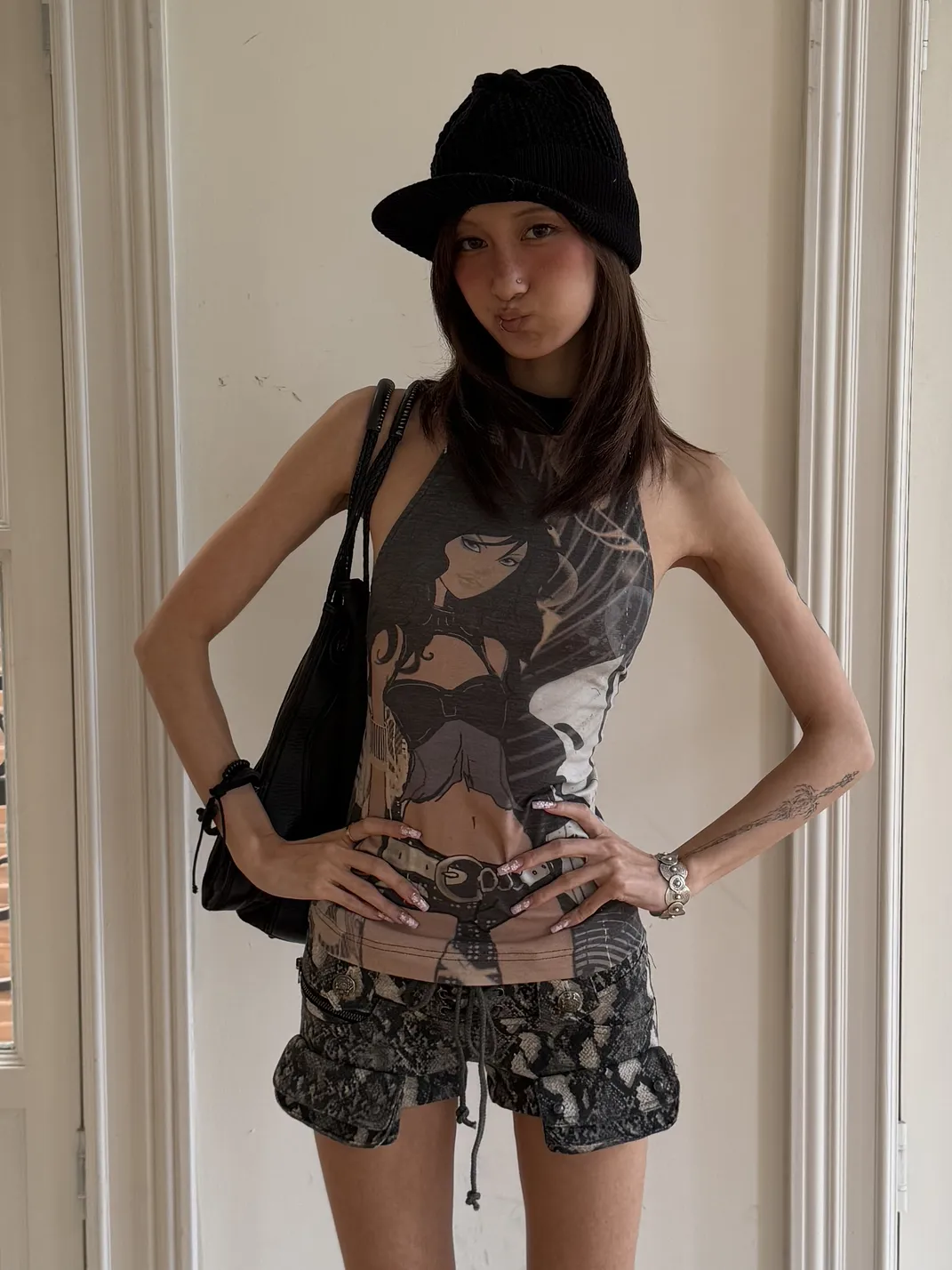 Andivogels | Figure Print Halter Backless Fitted Top