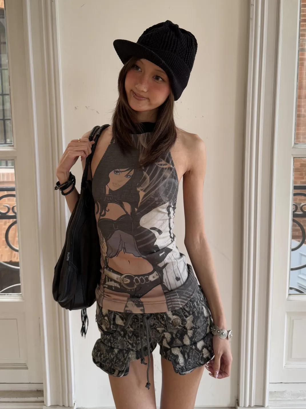 Andivogels | Figure Print Halter Backless Fitted Top