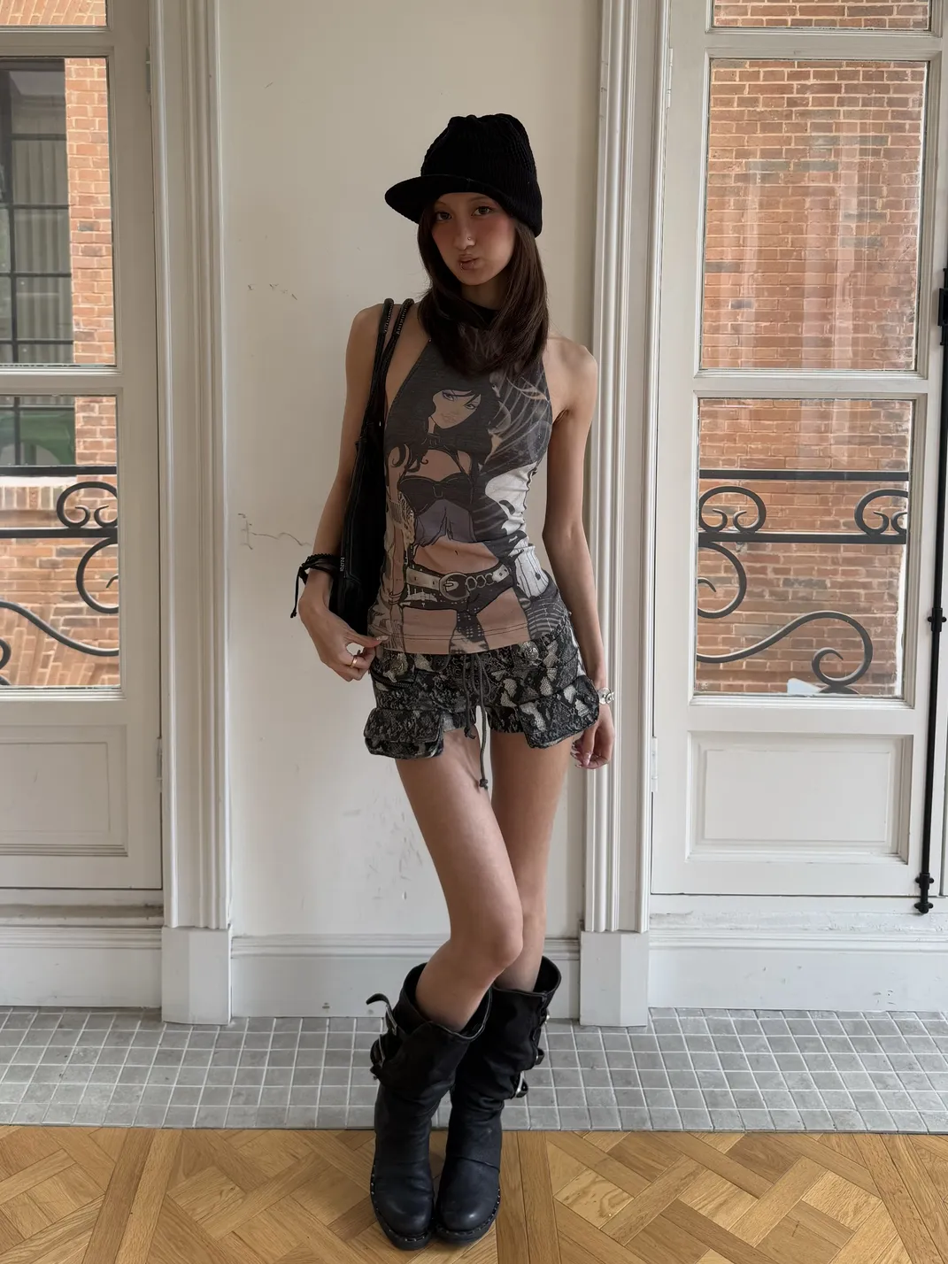 Andivogels | Figure Print Halter Backless Fitted Top