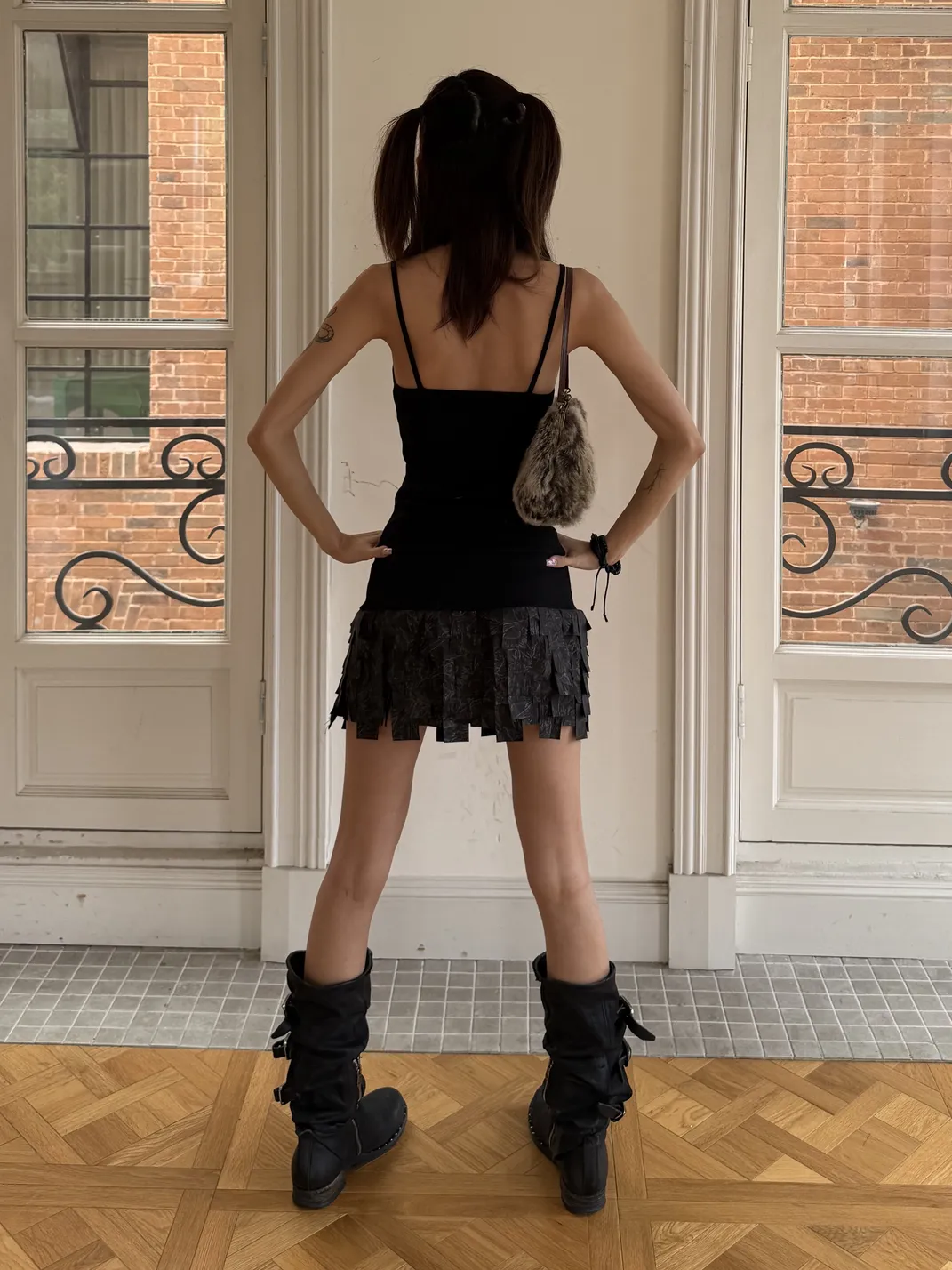 Andivogels | Knitted Spliced Gold Foil Fragment Cami Dress