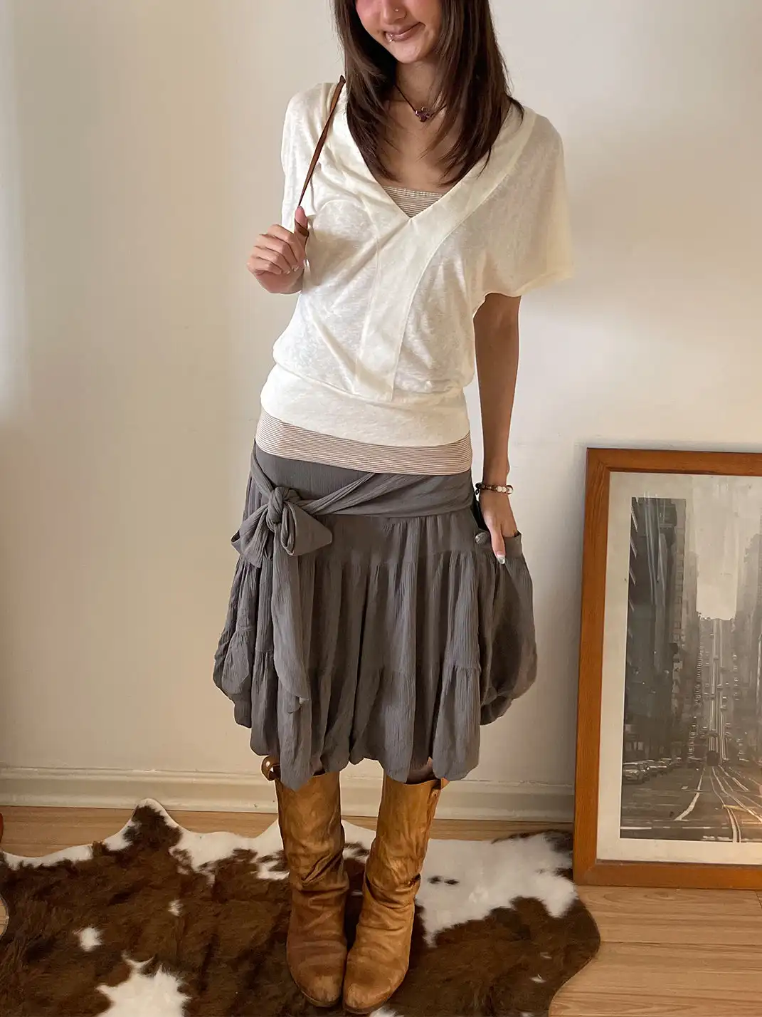 Andivogels | Textured Large Pocket Tie Skort
