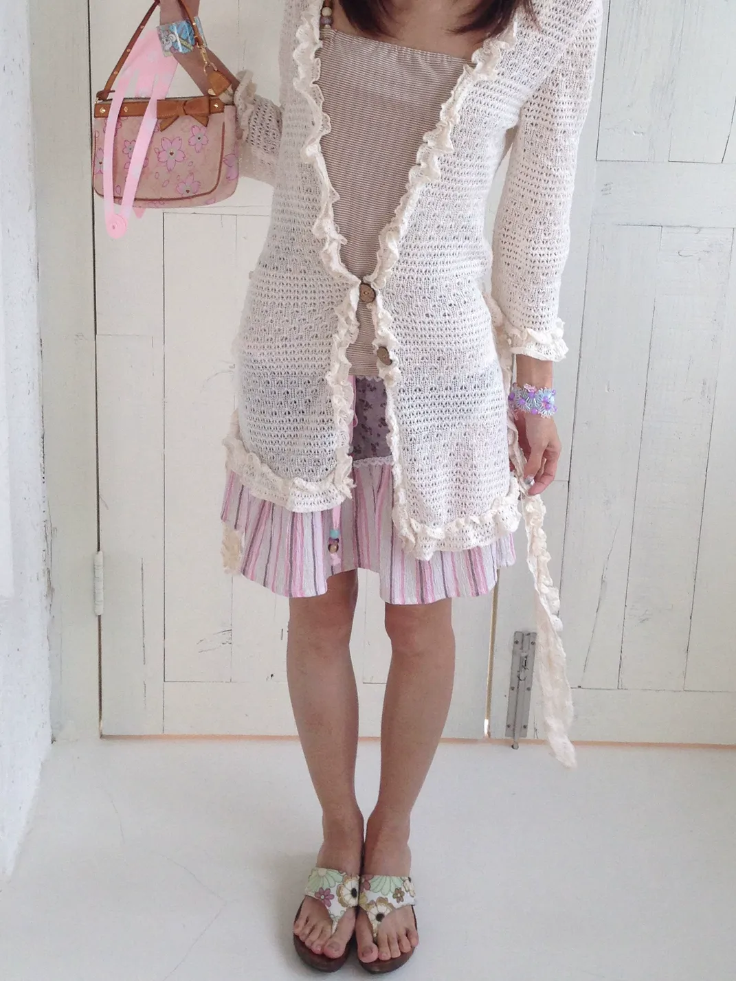 Andivogels | Floral Stripe Lace Spliced Drawstring Mini Skirt