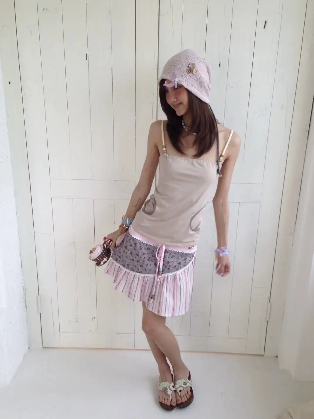 Andivogels | Floral Stripe Lace Spliced Drawstring Mini Skirt