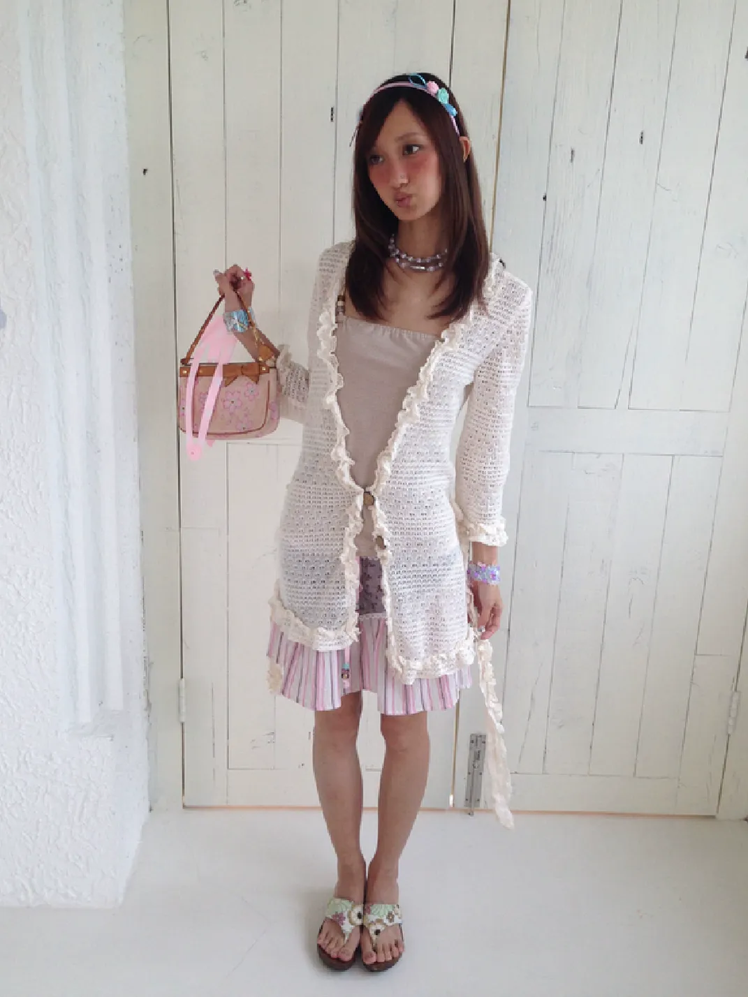 Andivogels | V-Neck Cutout Lace Tie Knit Cardigan
