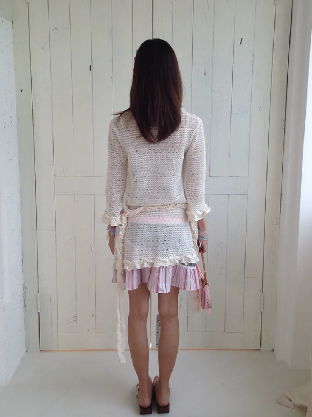 Andivogels | V-Neck Cutout Lace Tie Knit Cardigan