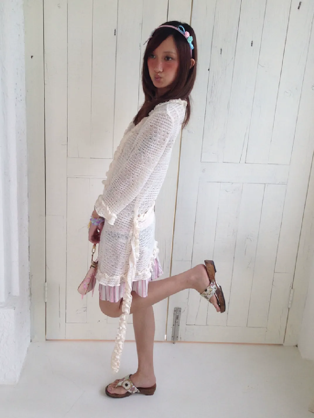 Andivogels | V-Neck Cutout Lace Tie Knit Cardigan