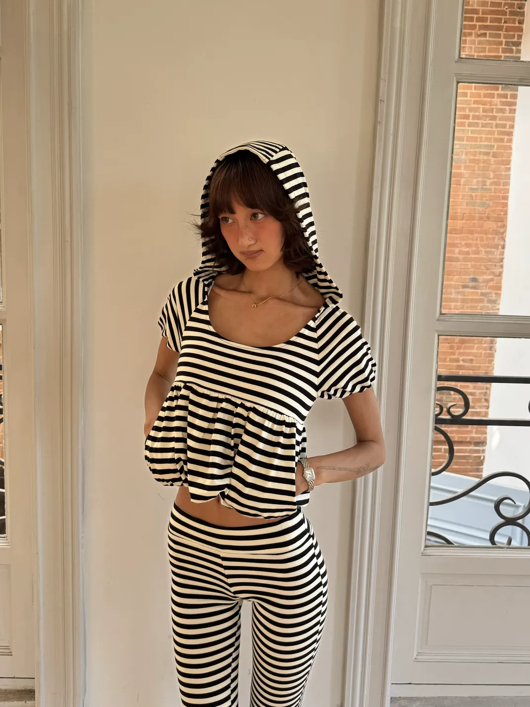 Andivogels | Striped Bud Hooded T-Shirt