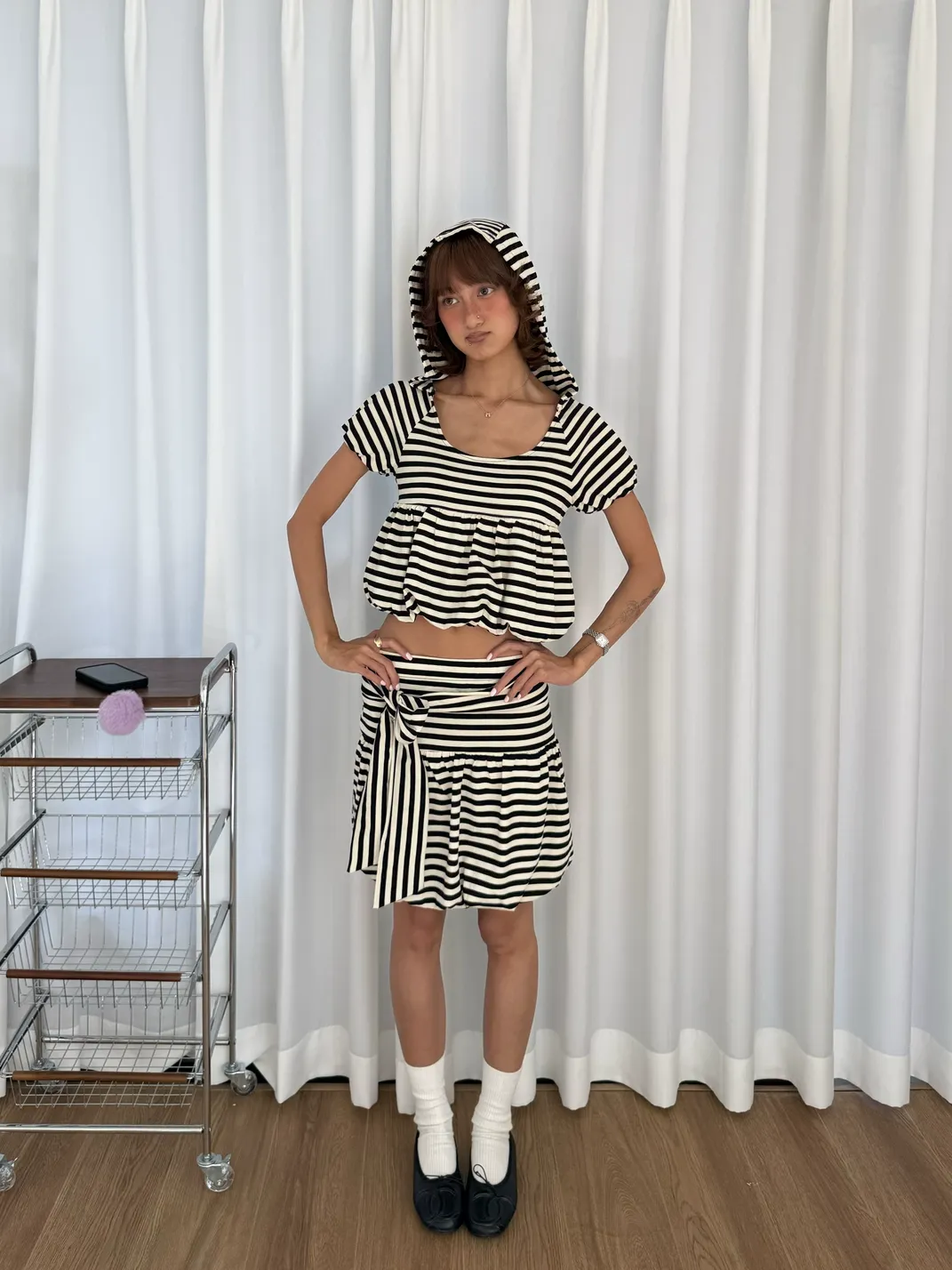 Andivogels | Striped Bud Hooded T-Shirt