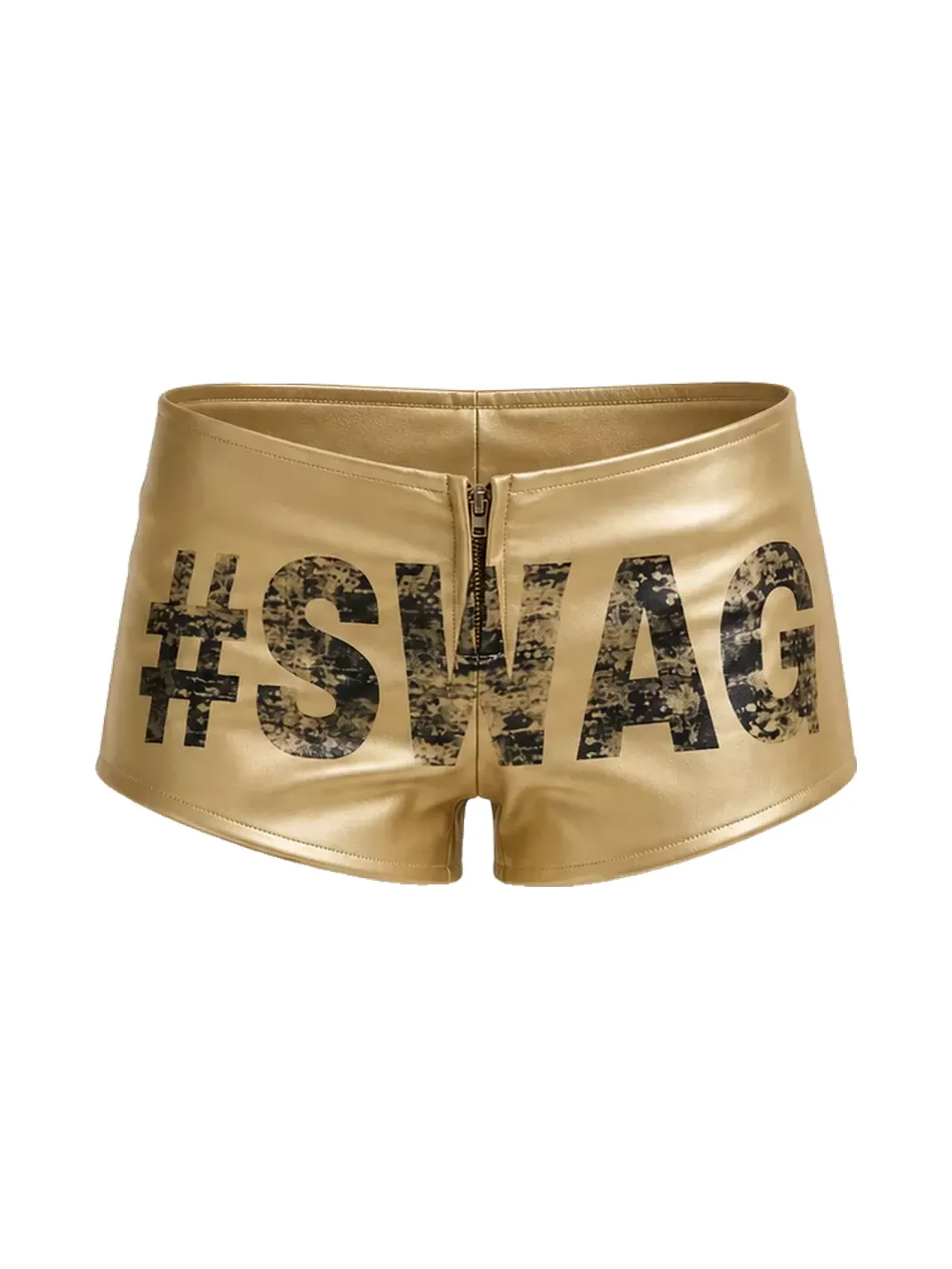 PAIKI | Gold & Silver Stretch Faux Leather Shorts