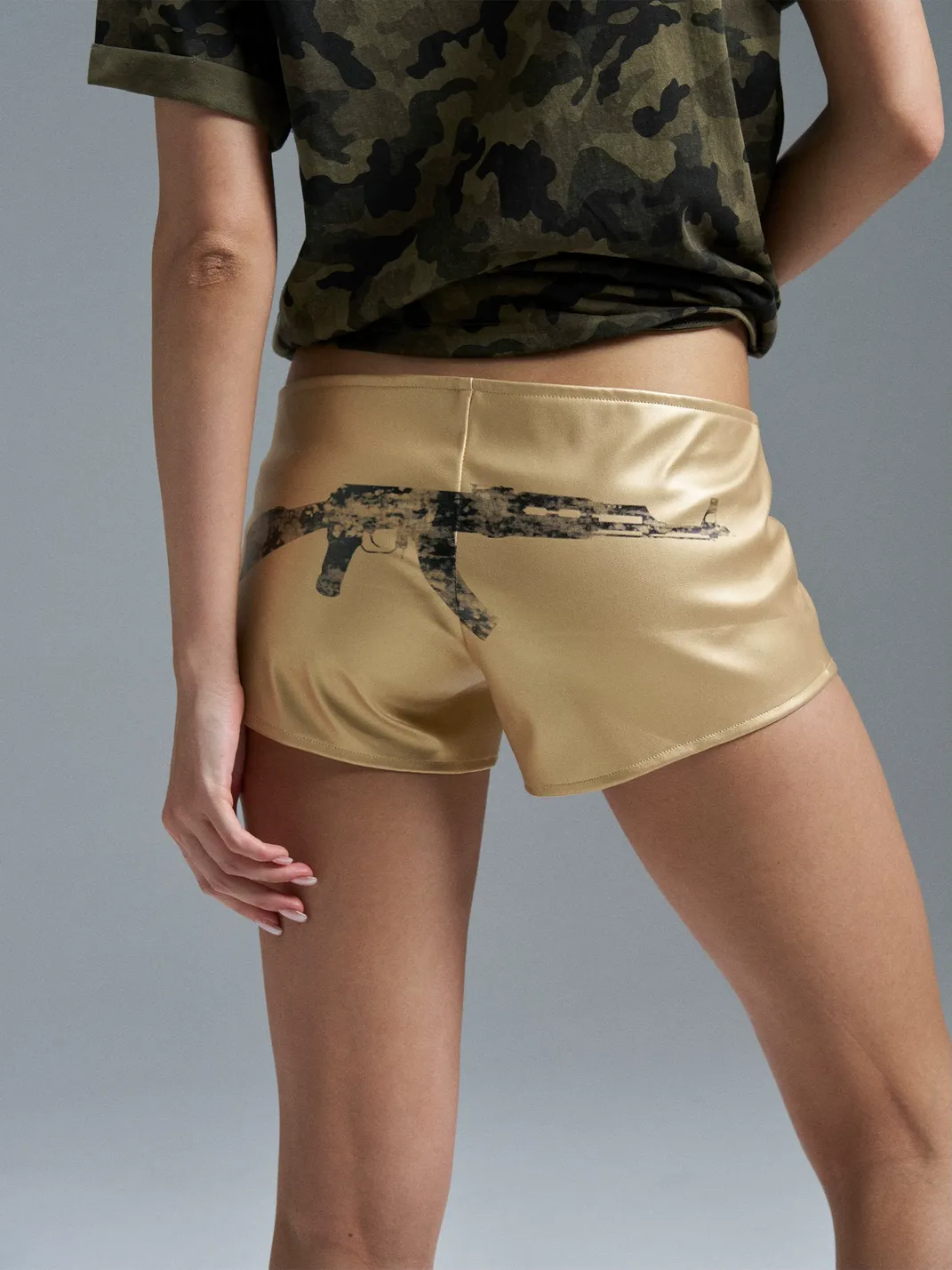 PAIKI | Gold & Silver Stretch Faux Leather Shorts