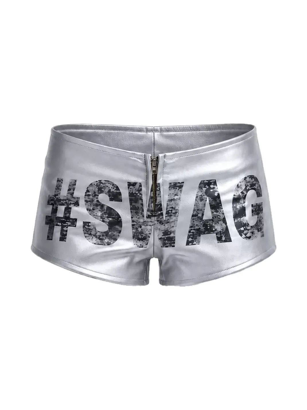 PAIKI | Gold & Silver Stretch Faux Leather Shorts
