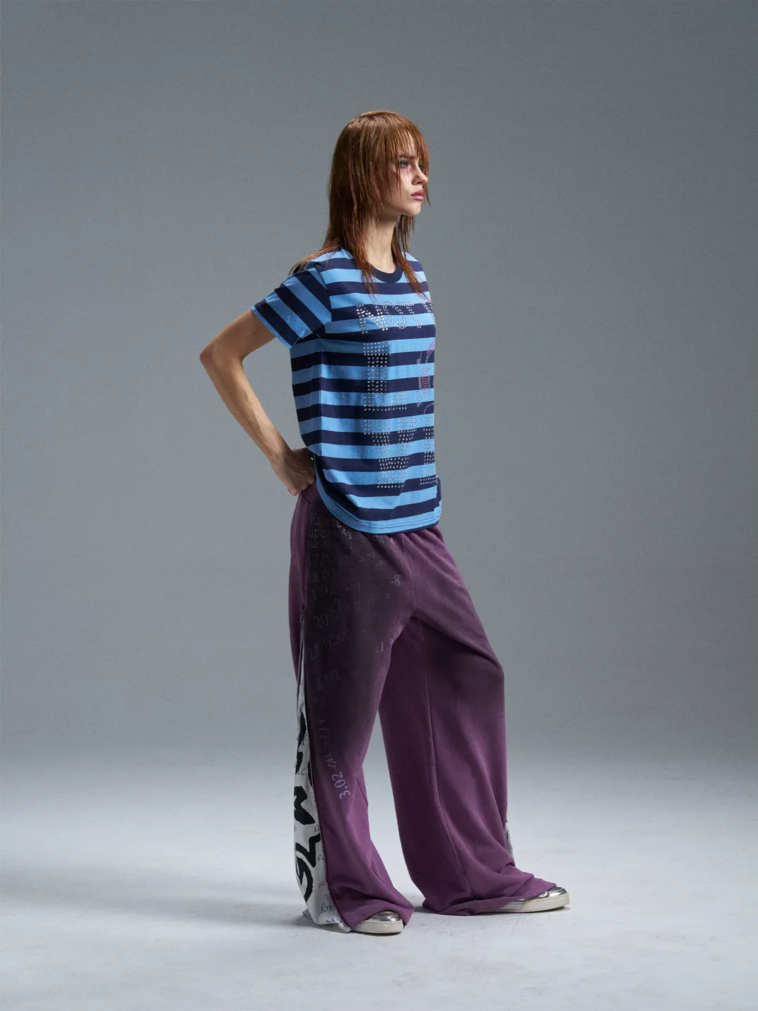 PAIKI | Rhinestone Striped T-Shirt