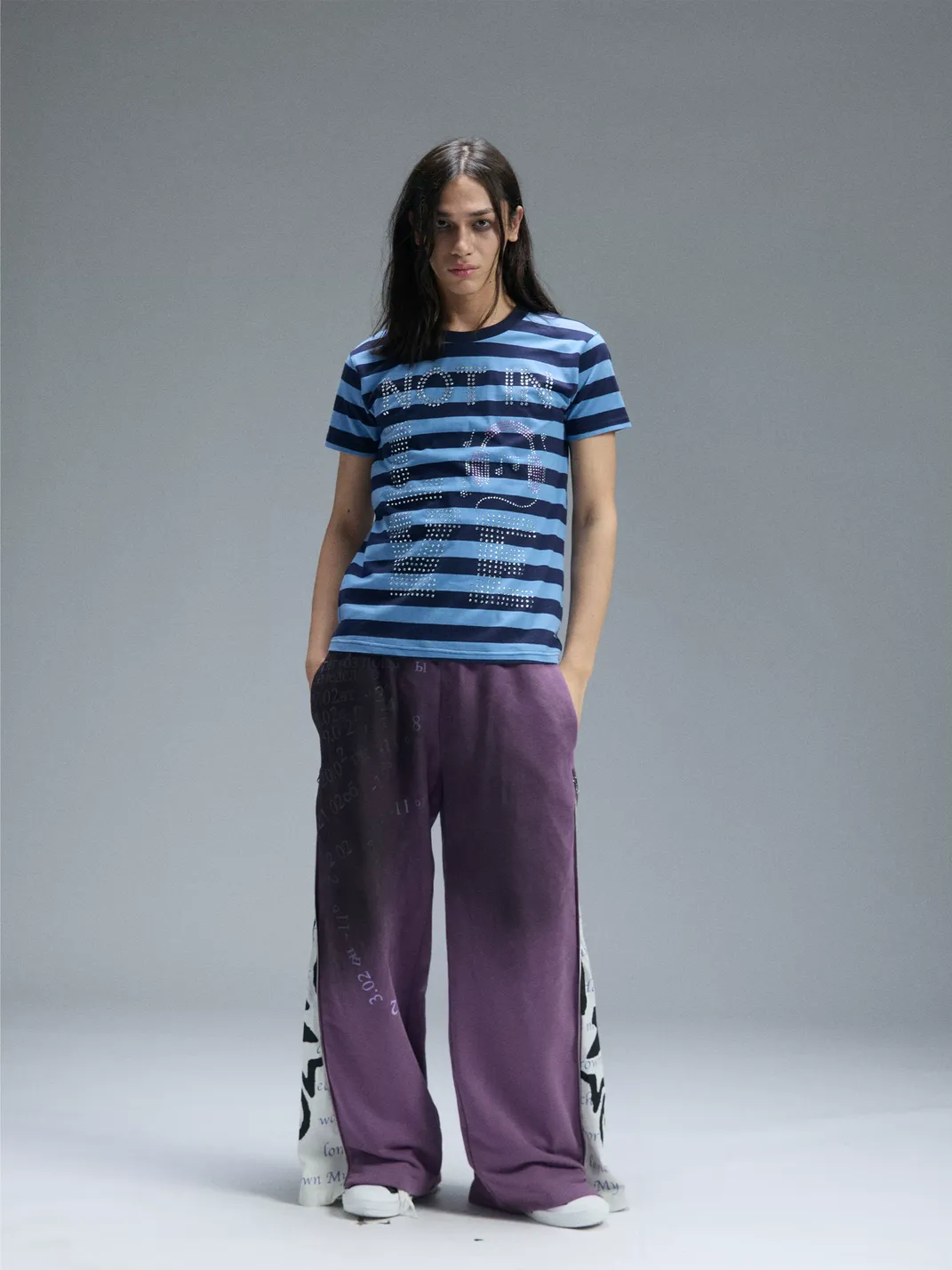PAIKI | Rhinestone Striped T-Shirt