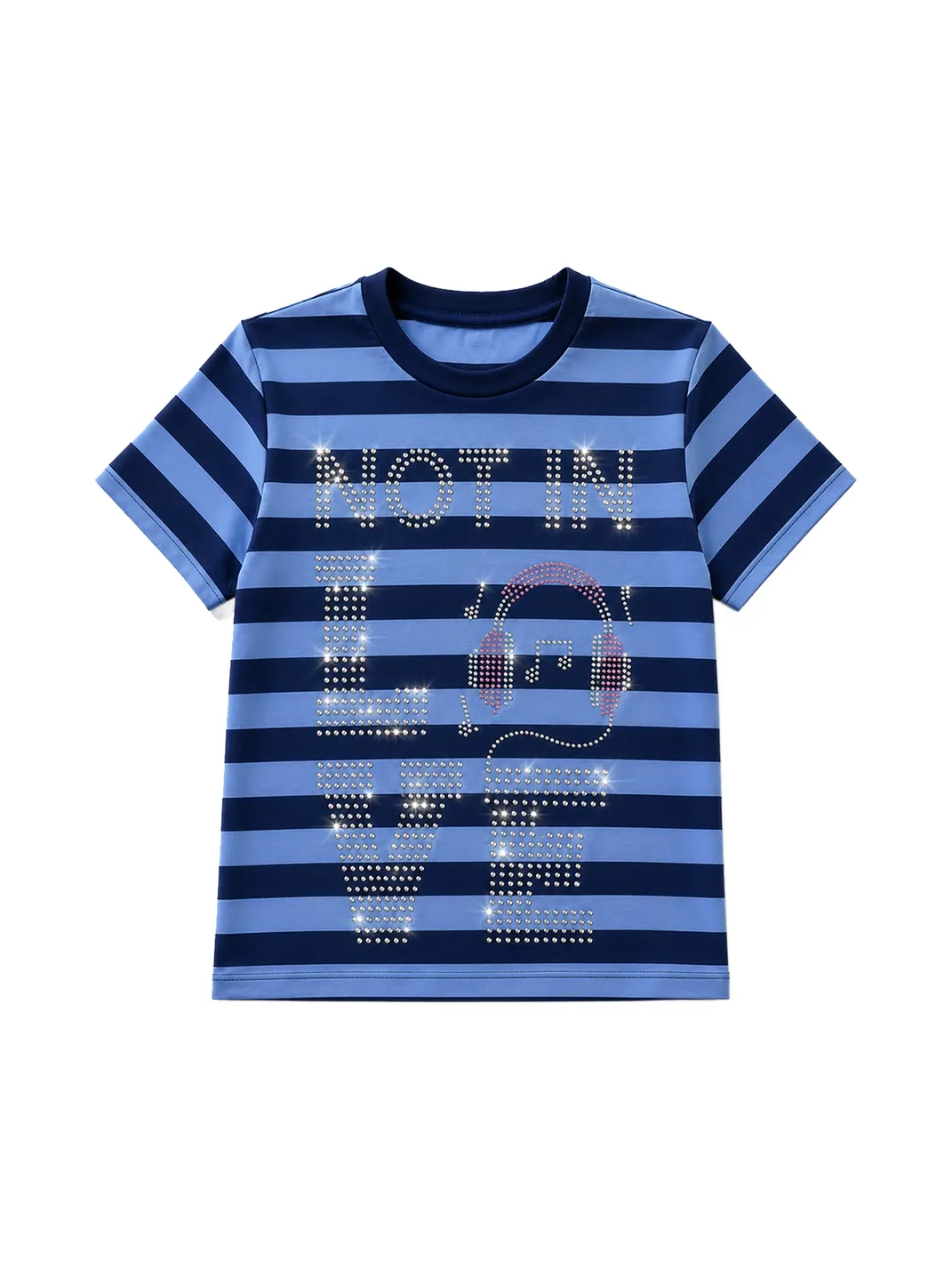 PAIKI | Rhinestone Striped T-Shirt