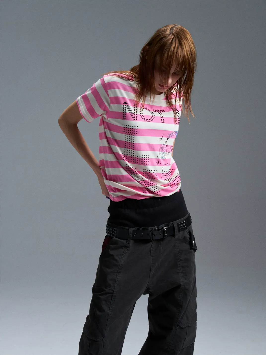 PAIKI | Rhinestone Striped T-Shirt